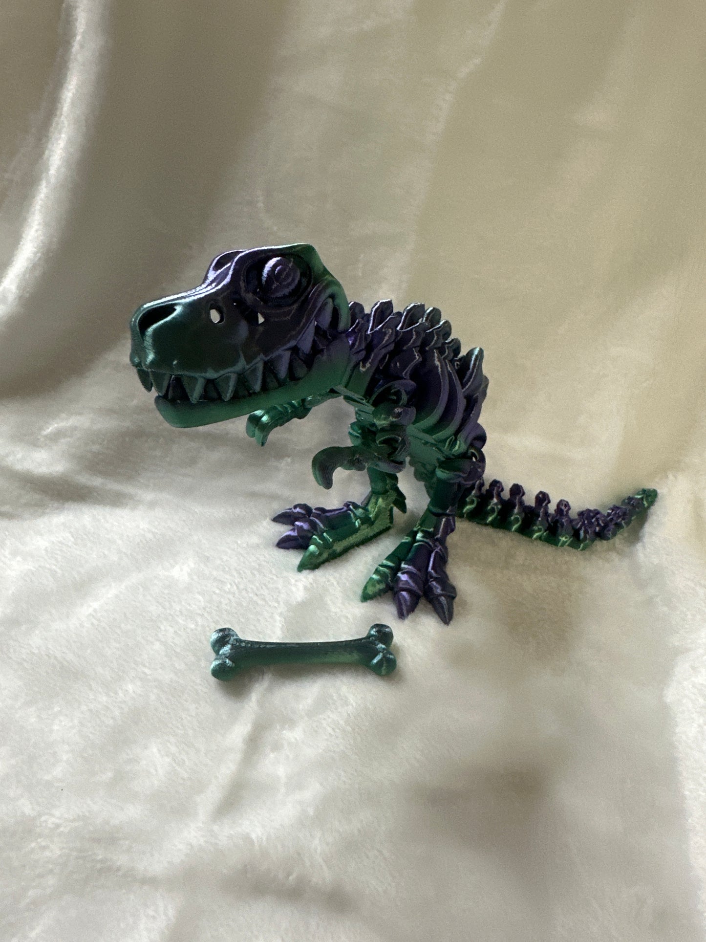 Skellie T-rex With Bone 3D Print - Random Color