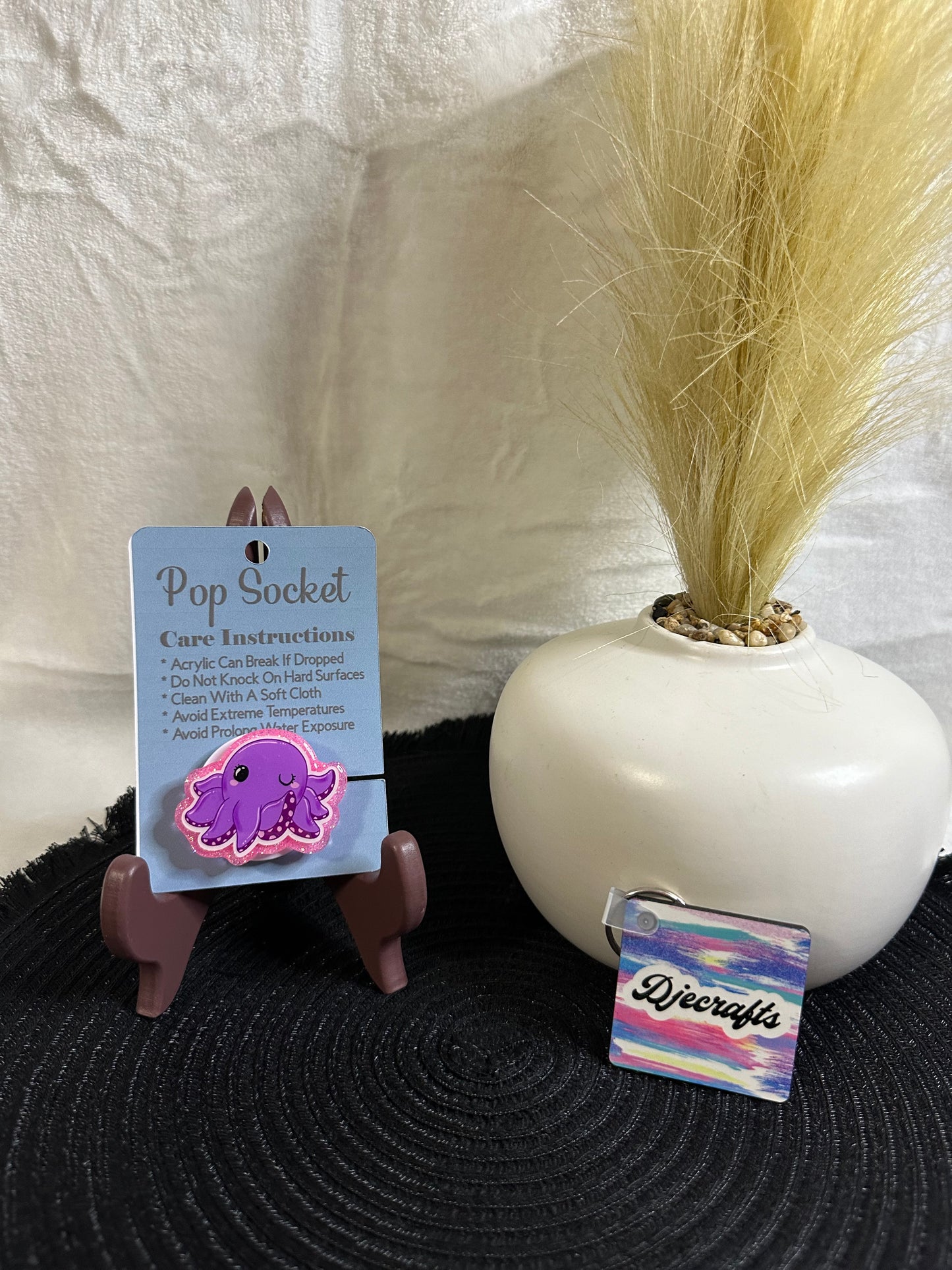 Octopus Pink Glitter Pop Socket
