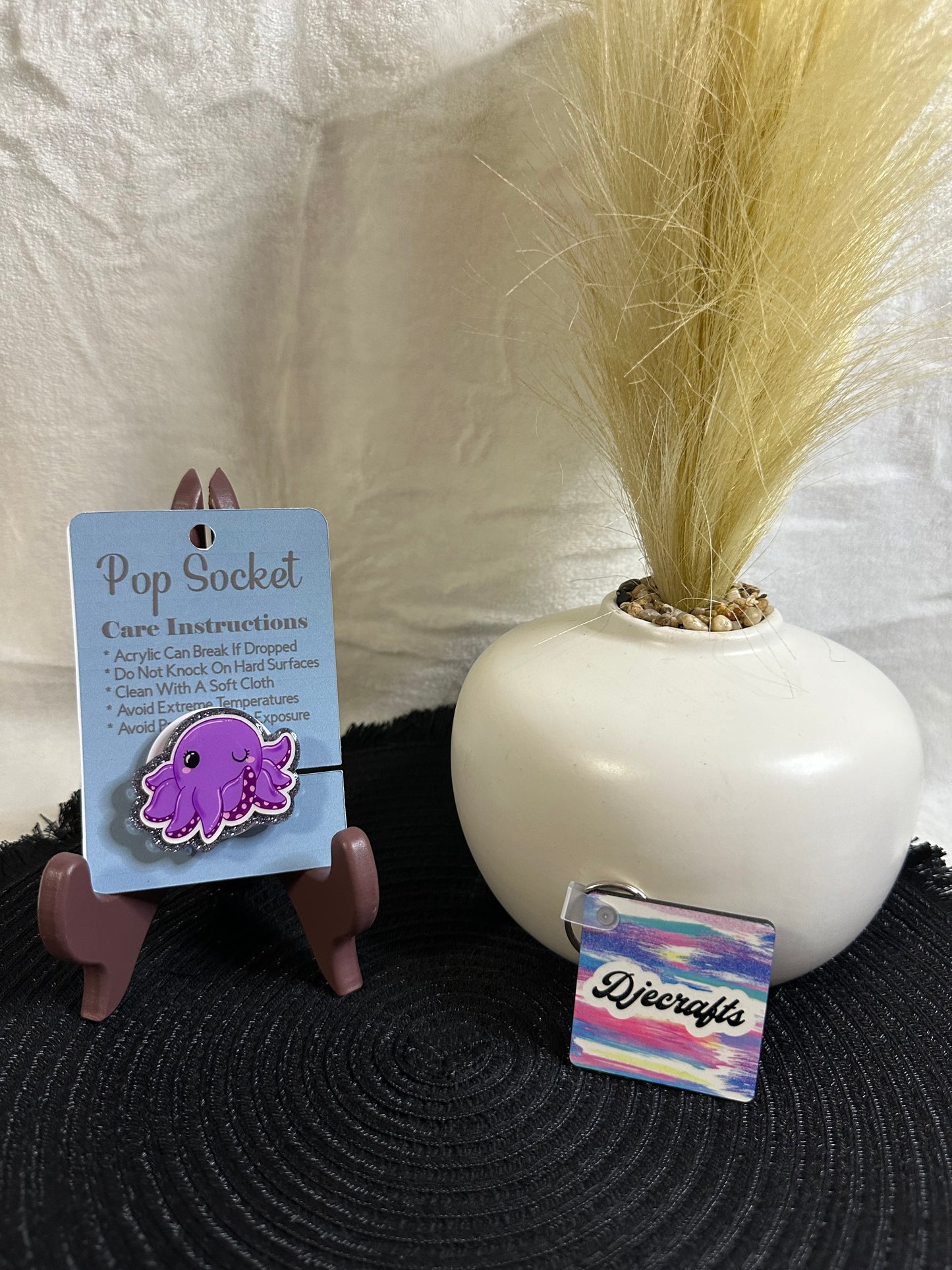 Octopus Gunmetal Glitter Pop Socket