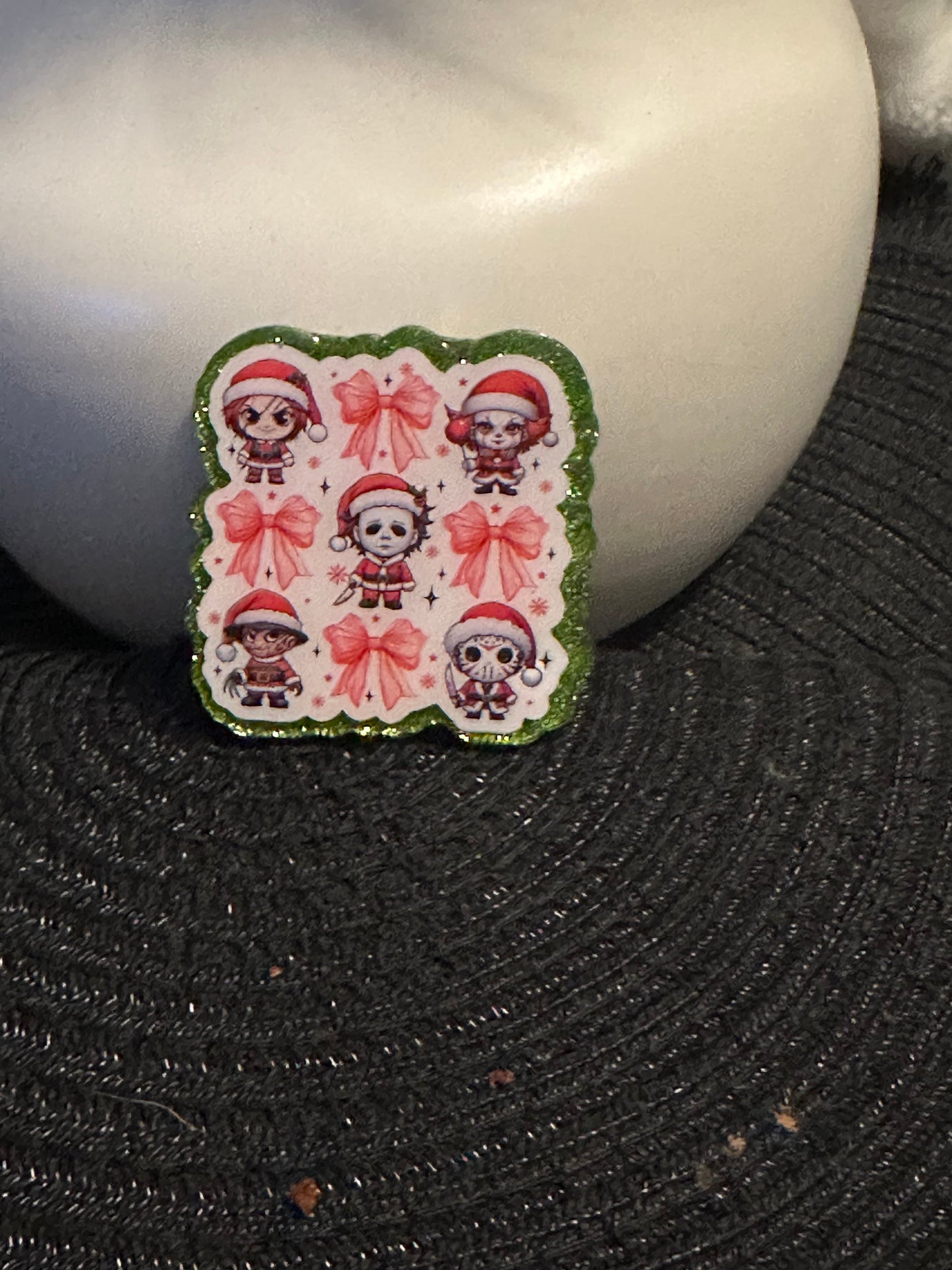 Horror Characters With Bows Badge Reel / Pop socket Topper