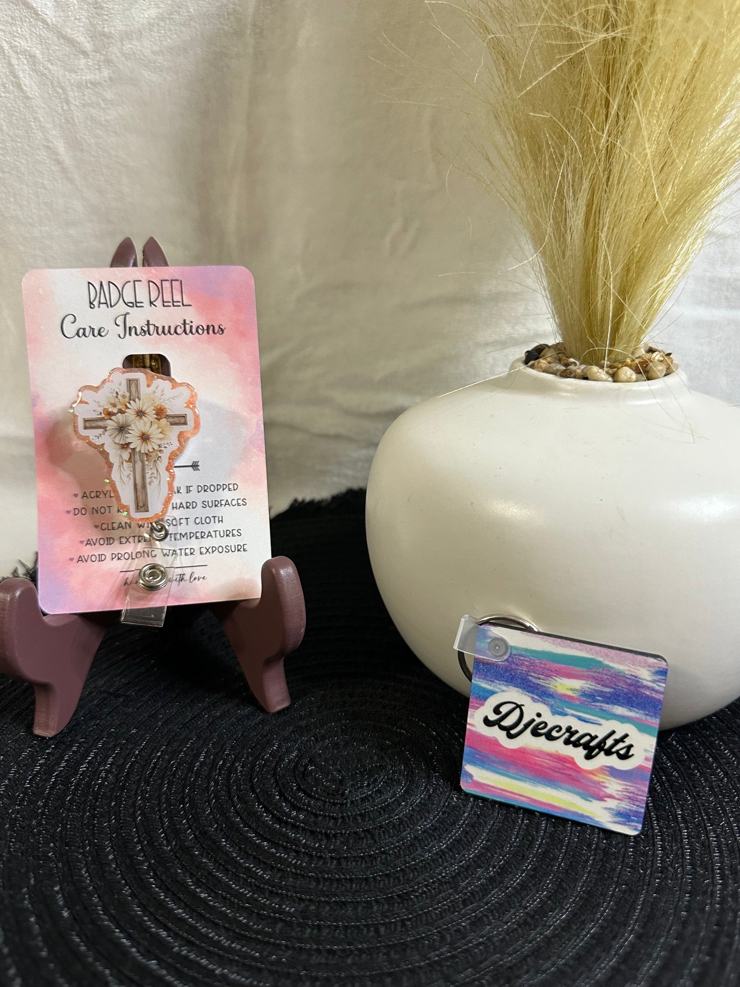 Floral Cross Badge Reel