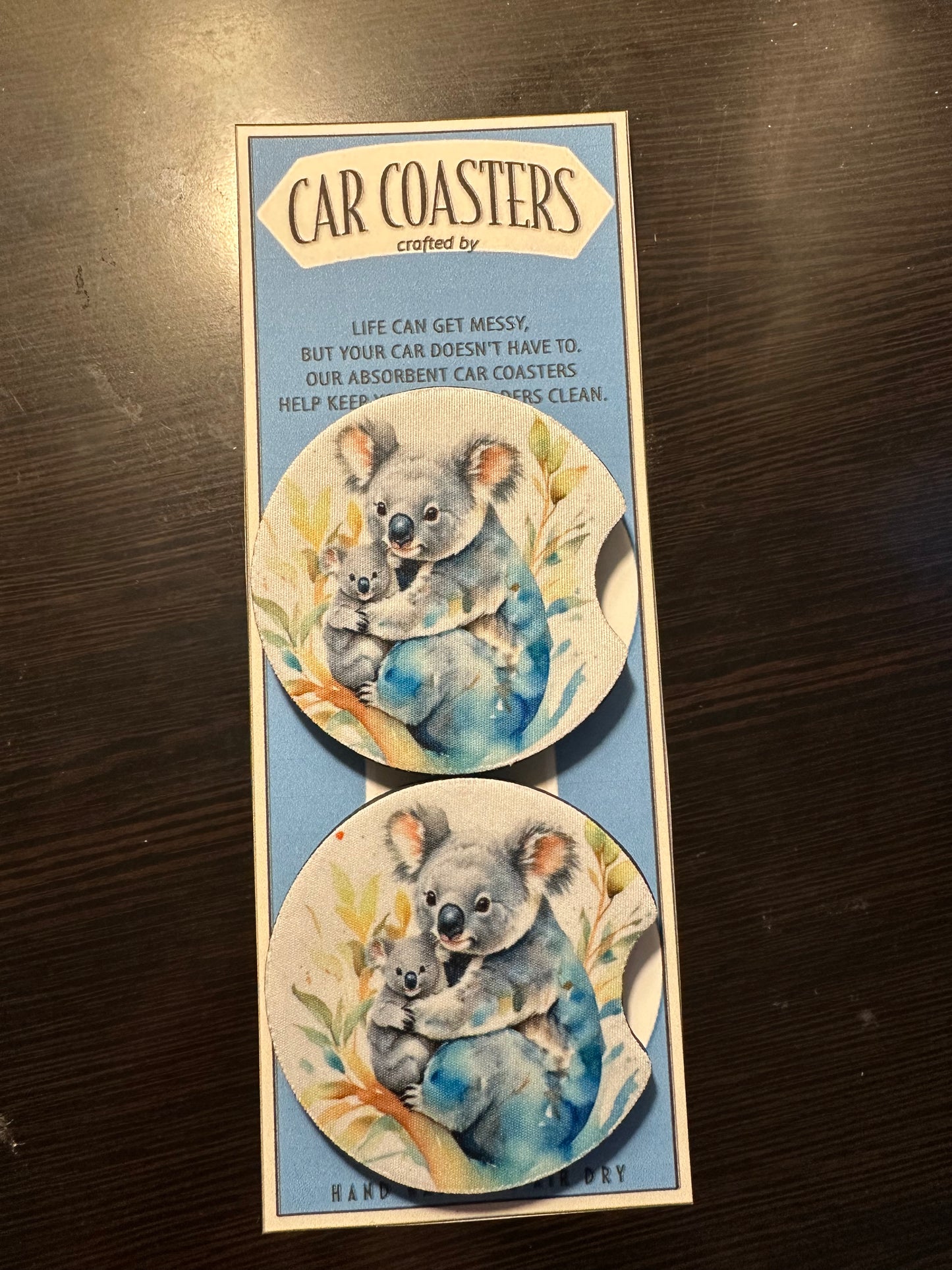 Koalas Neoprene Car Coaster Set of 2