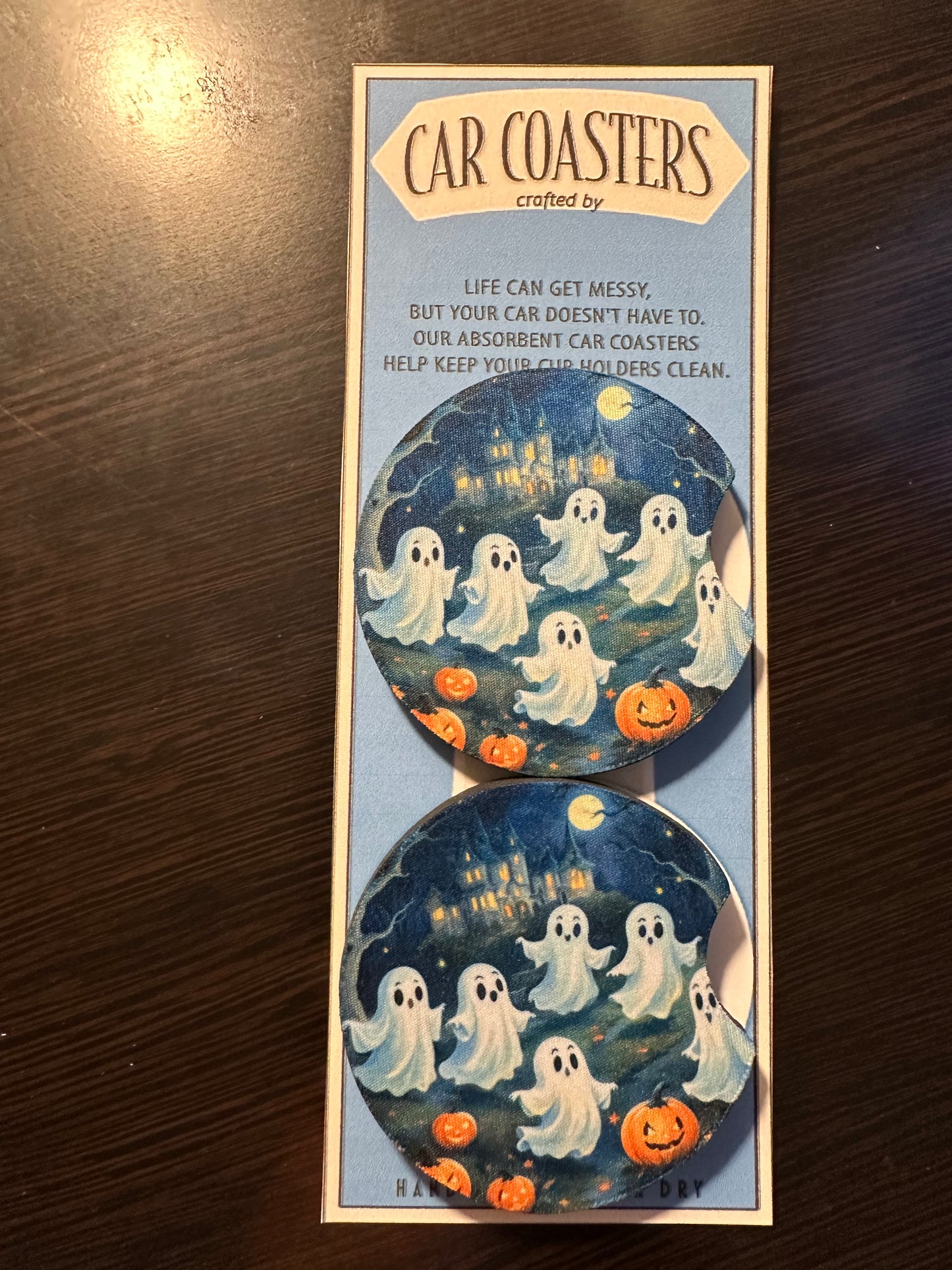 Ghost Neoprene Car Coaster Set of 2
