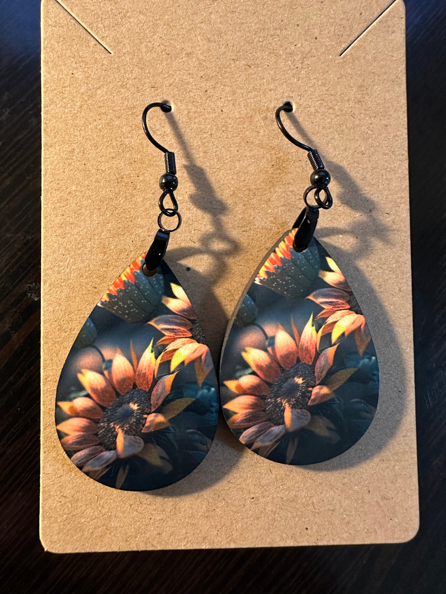 Dark Sunflowers Dangle Earrings