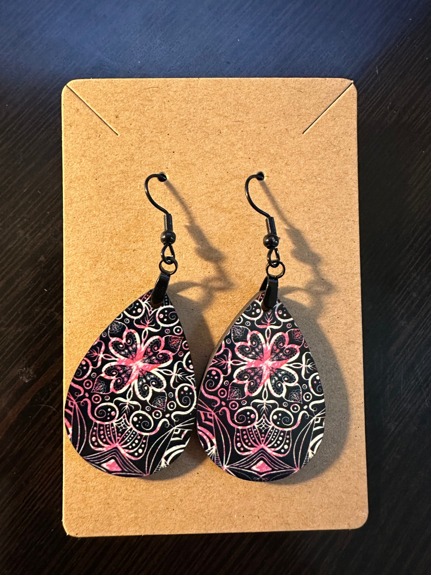 Pink And White Dangle Earrings