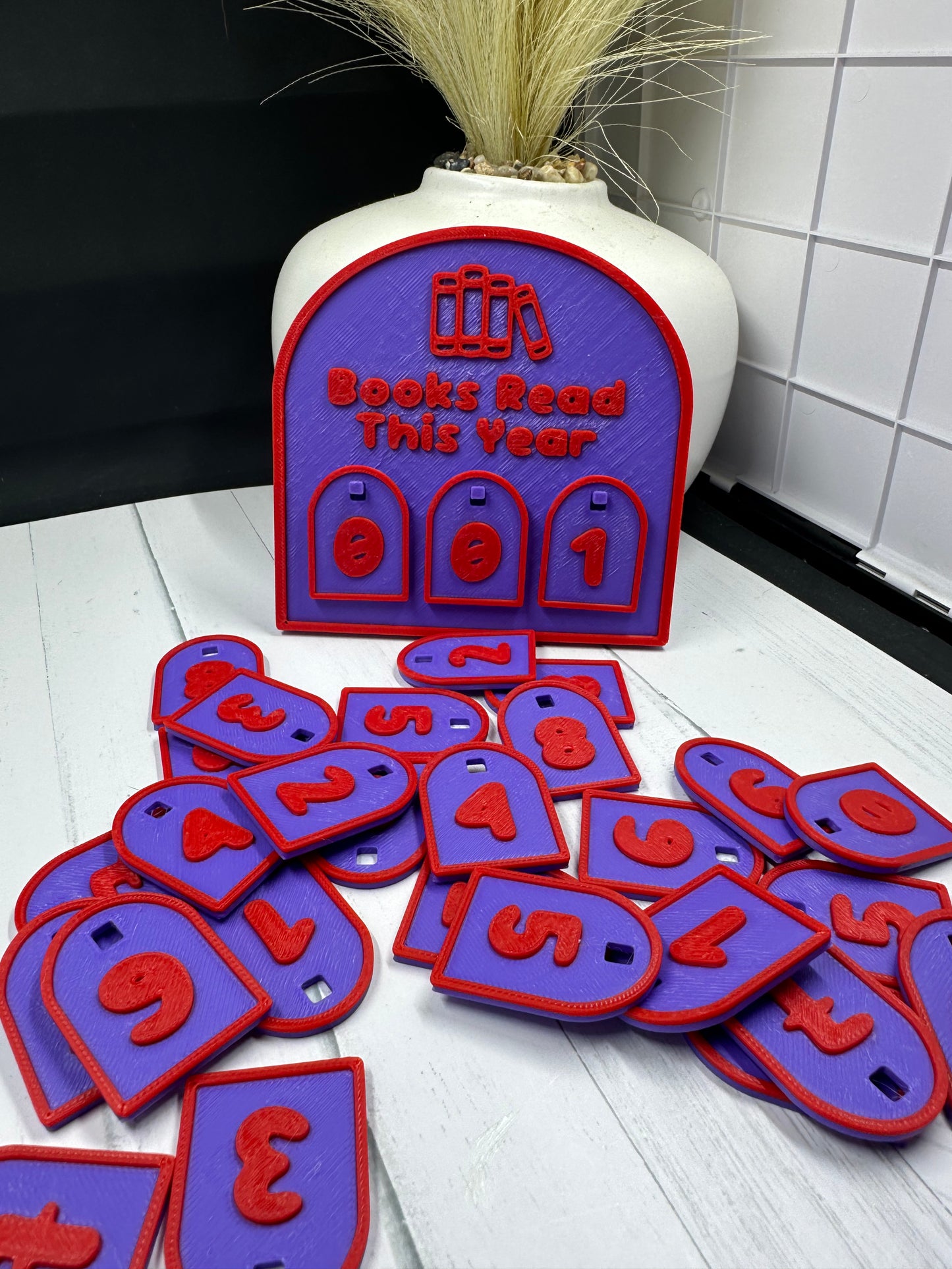Book Counter Plaque 3D Print - Random Color -Mc (Copy)
