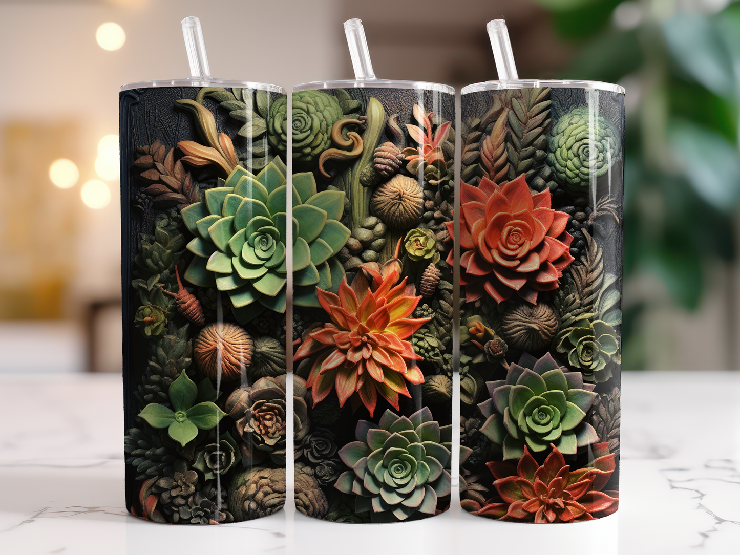 Succulents 20 Ounce Sublimation Tumbler