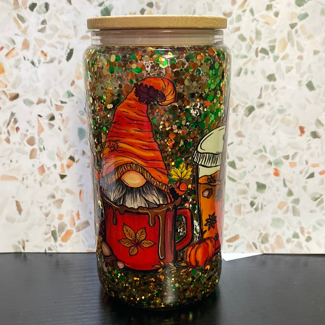 Fall coffee glitter globe 16 Ounce Glass Libby’s