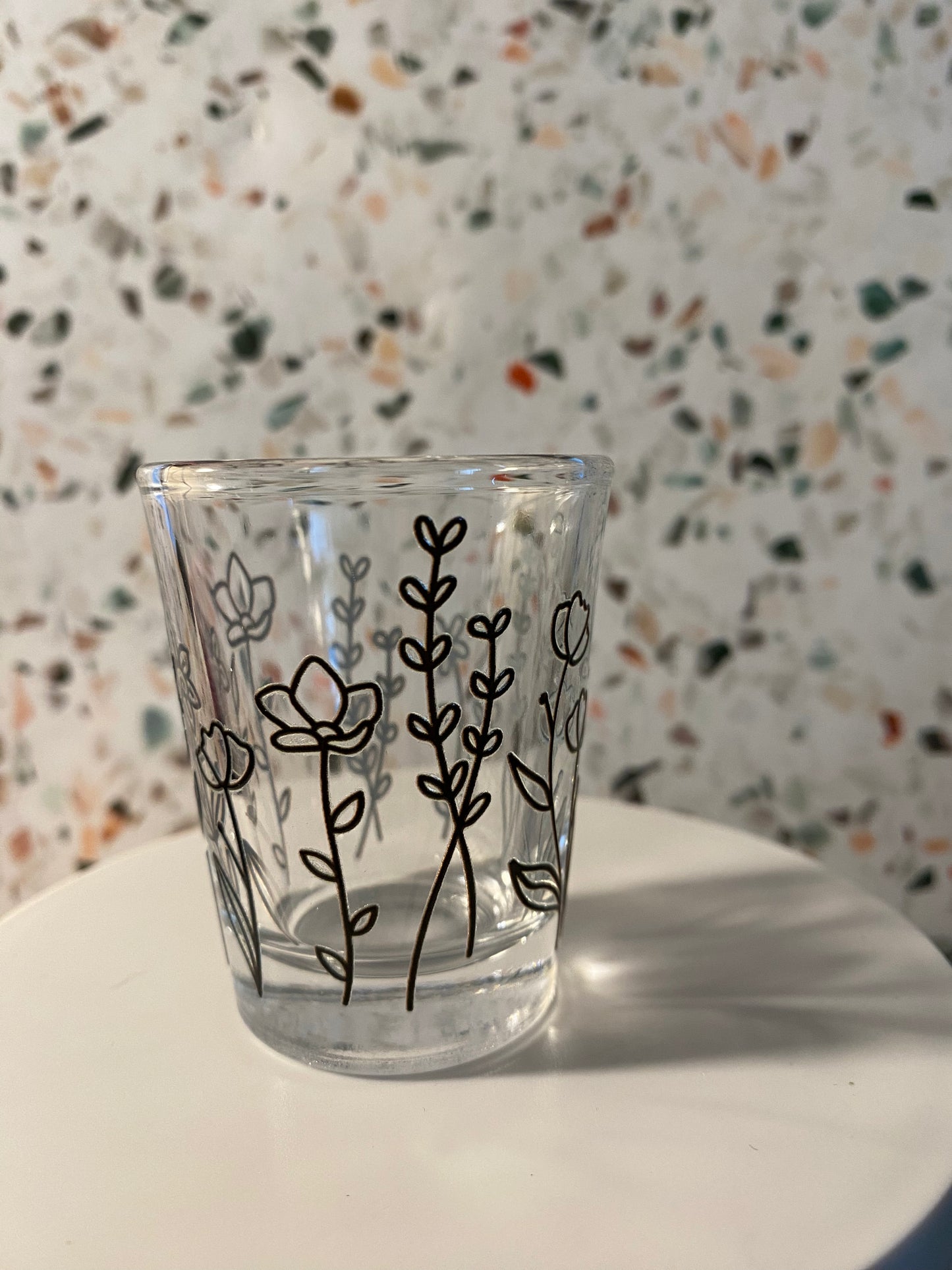 Floral 1.5 ounce shot glass
