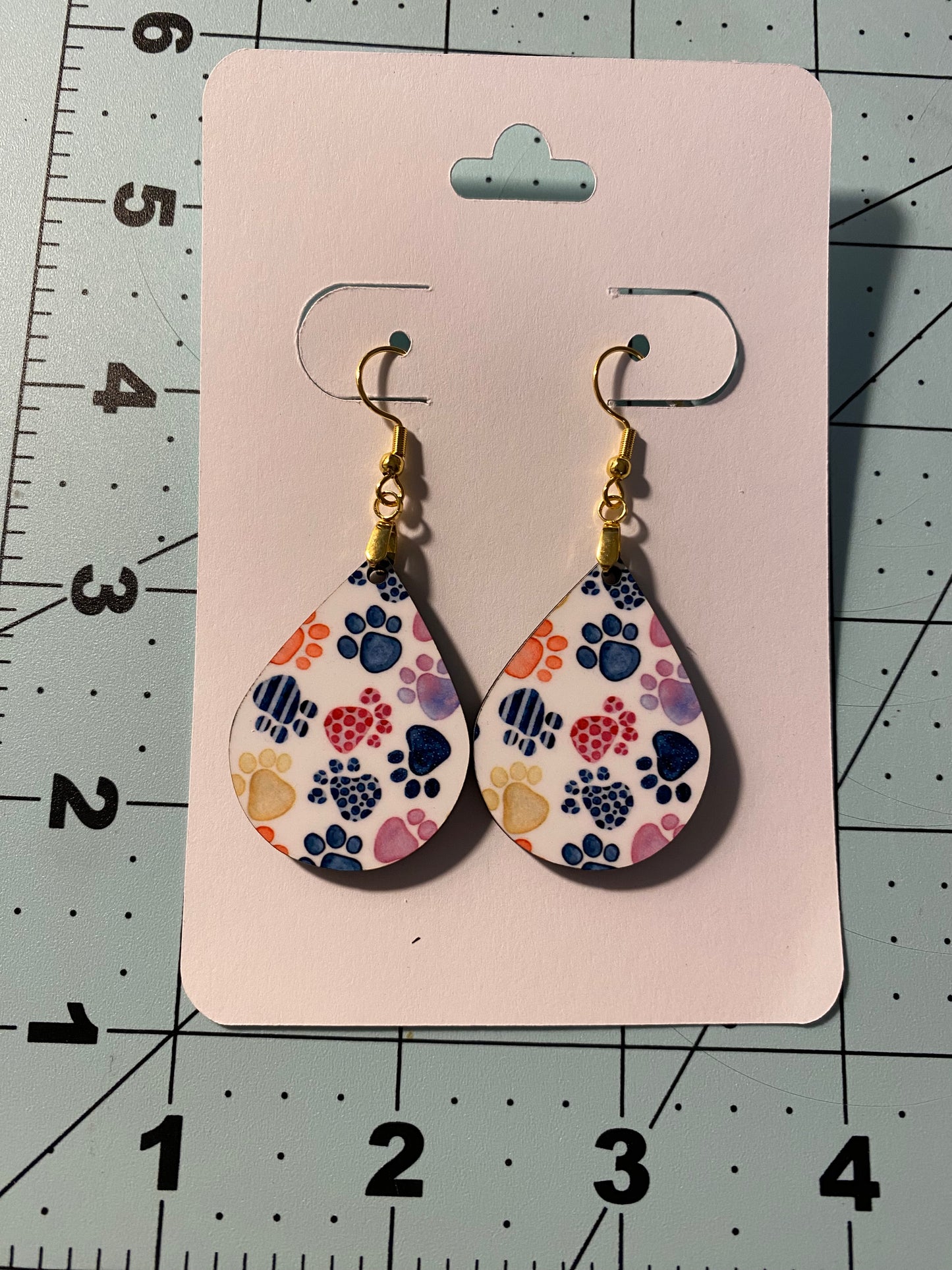 Colorful Paw Prints Dangle Earrings