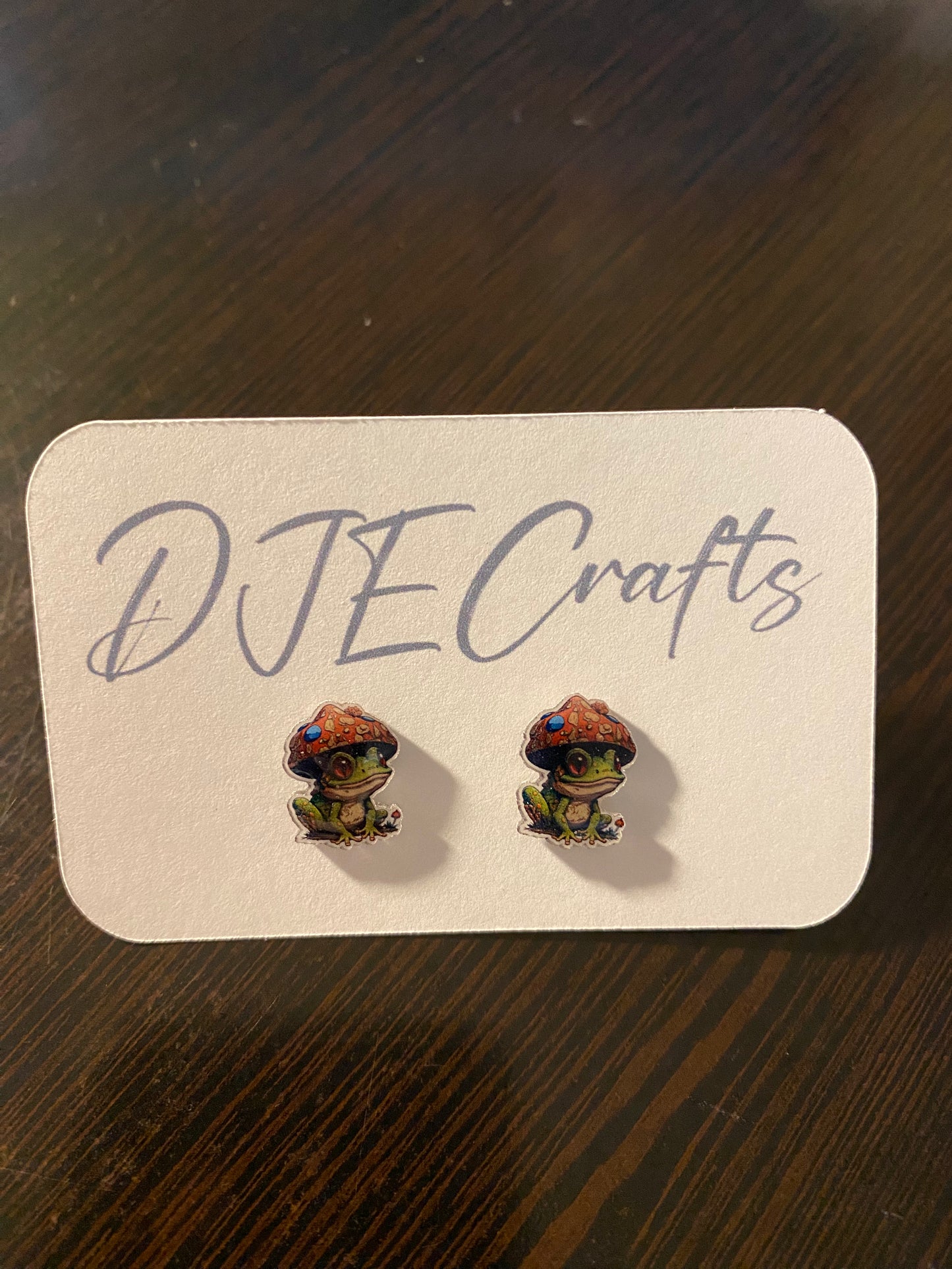 Mushroom Frog Post Back Earrings