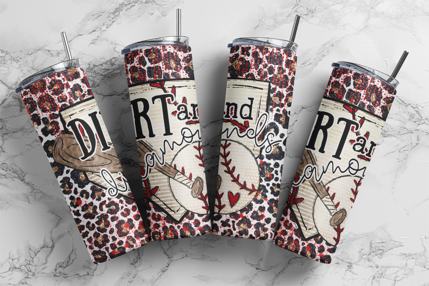 Dirt and Diamonds Baseball 20 Ounce Sublimation Tumbler