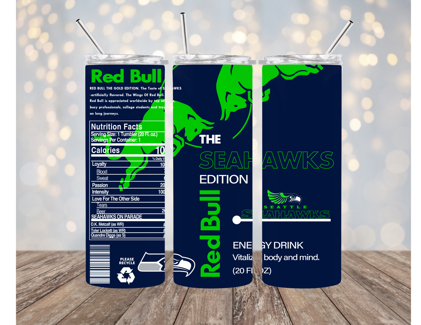 Seattle Seahawks 20 ounce Skinny Sublimation Tumbler