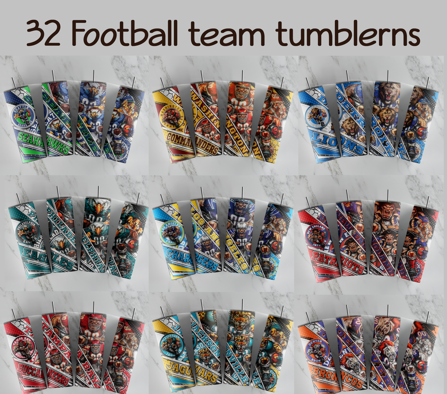 Football Team 20 ounce Skinny Sublimation Tumbler