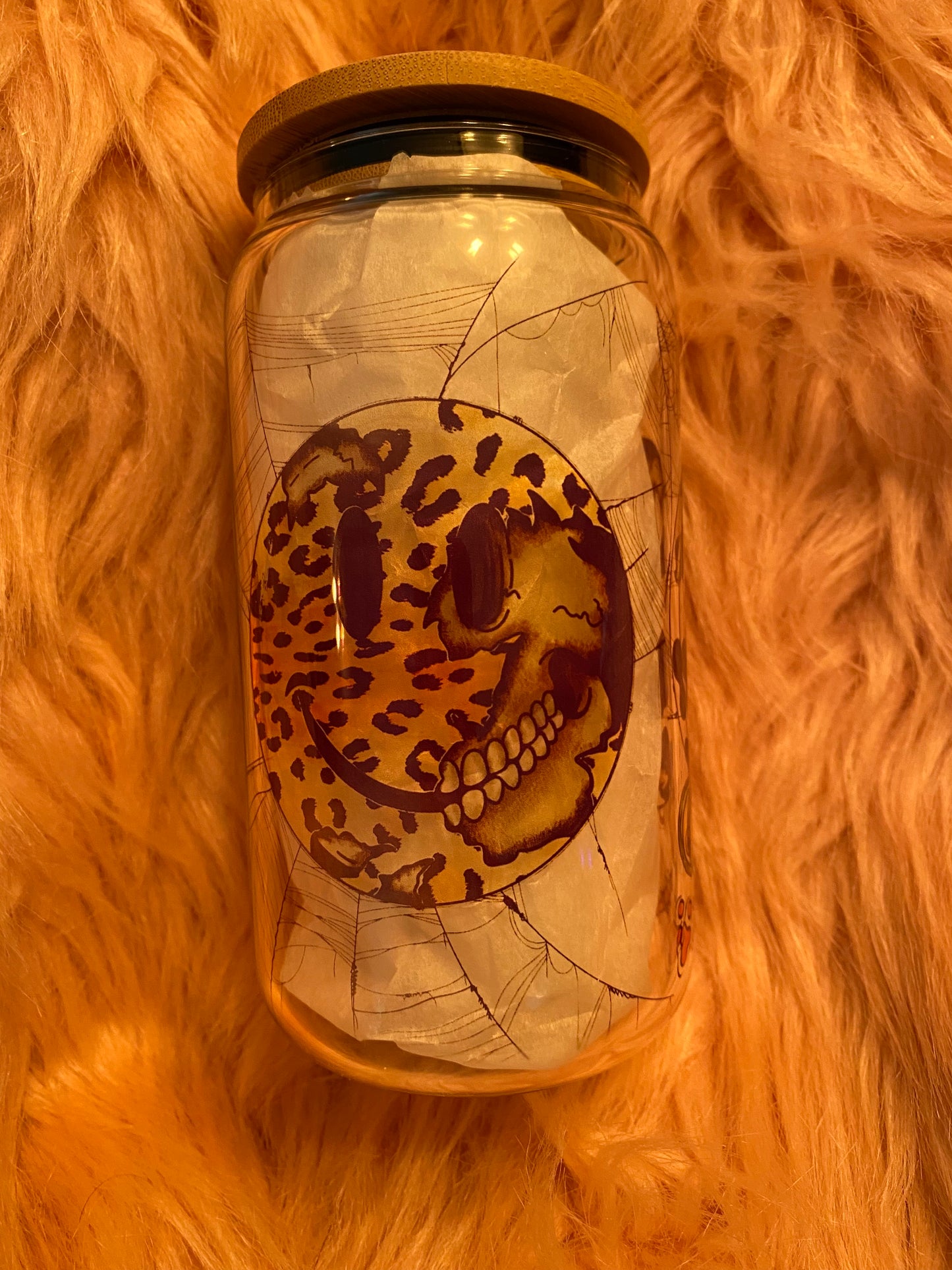 16 ounce Spooky Smiley Faces Glass Can