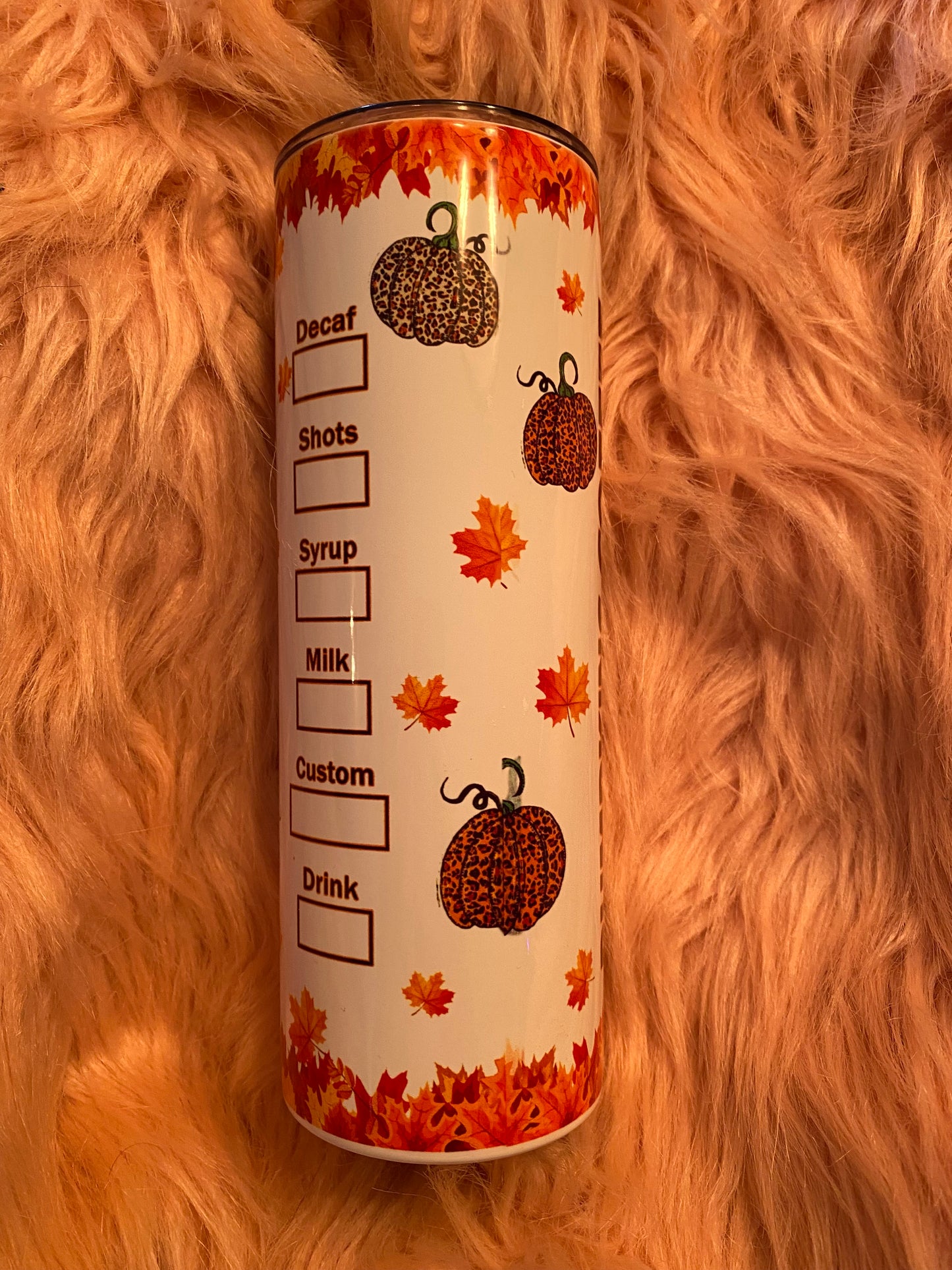 20 ounce Pumpkin Coffee Skinny Sublimation Tumbler