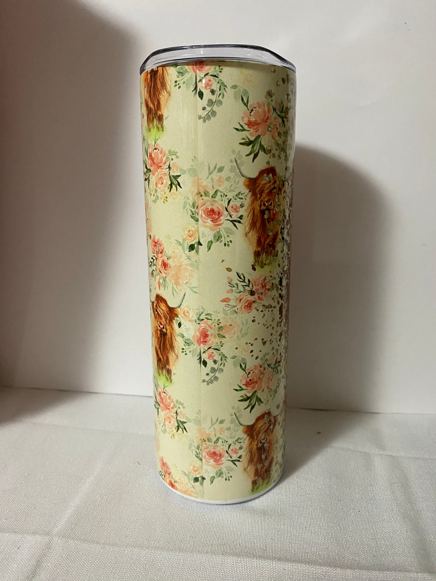 Floral highland cow 20 Ounce Sublimation Tumbler