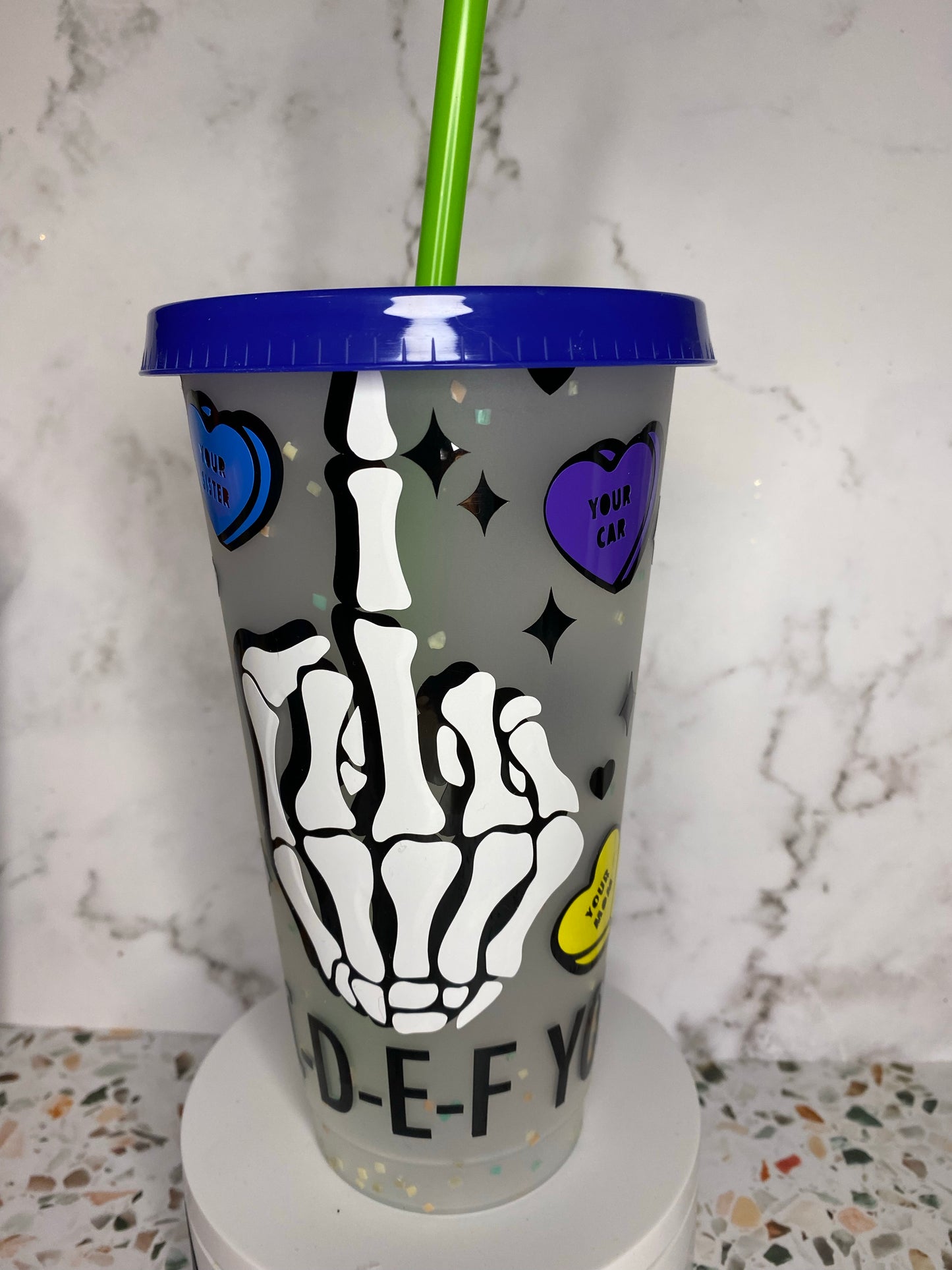 24 ounce ABCDEFU color changing tumbler