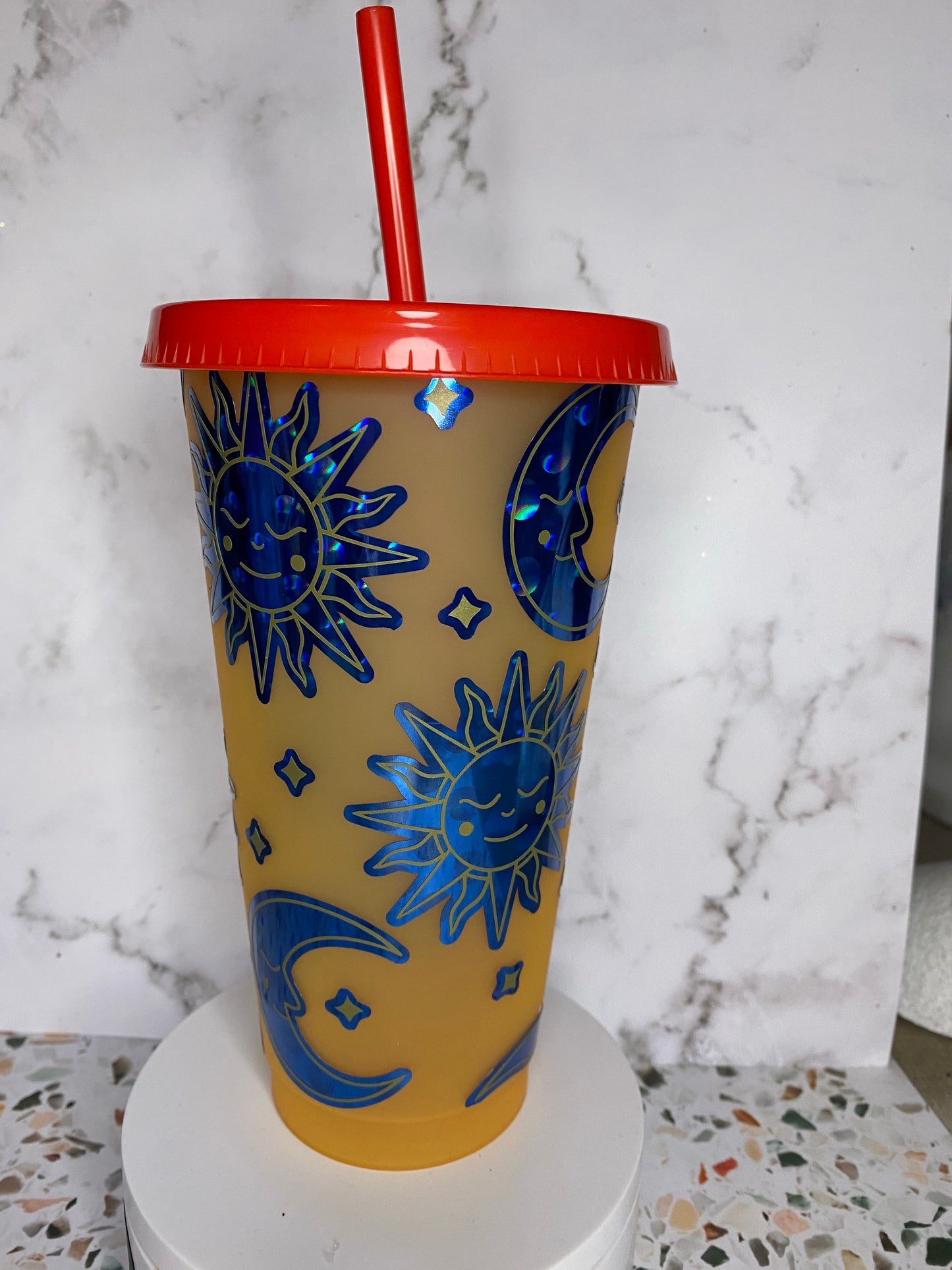 24 ounce moon and stars color changing tumbler