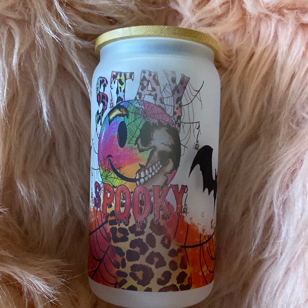 16 ounce Stay Spooky Frosted Glass Can