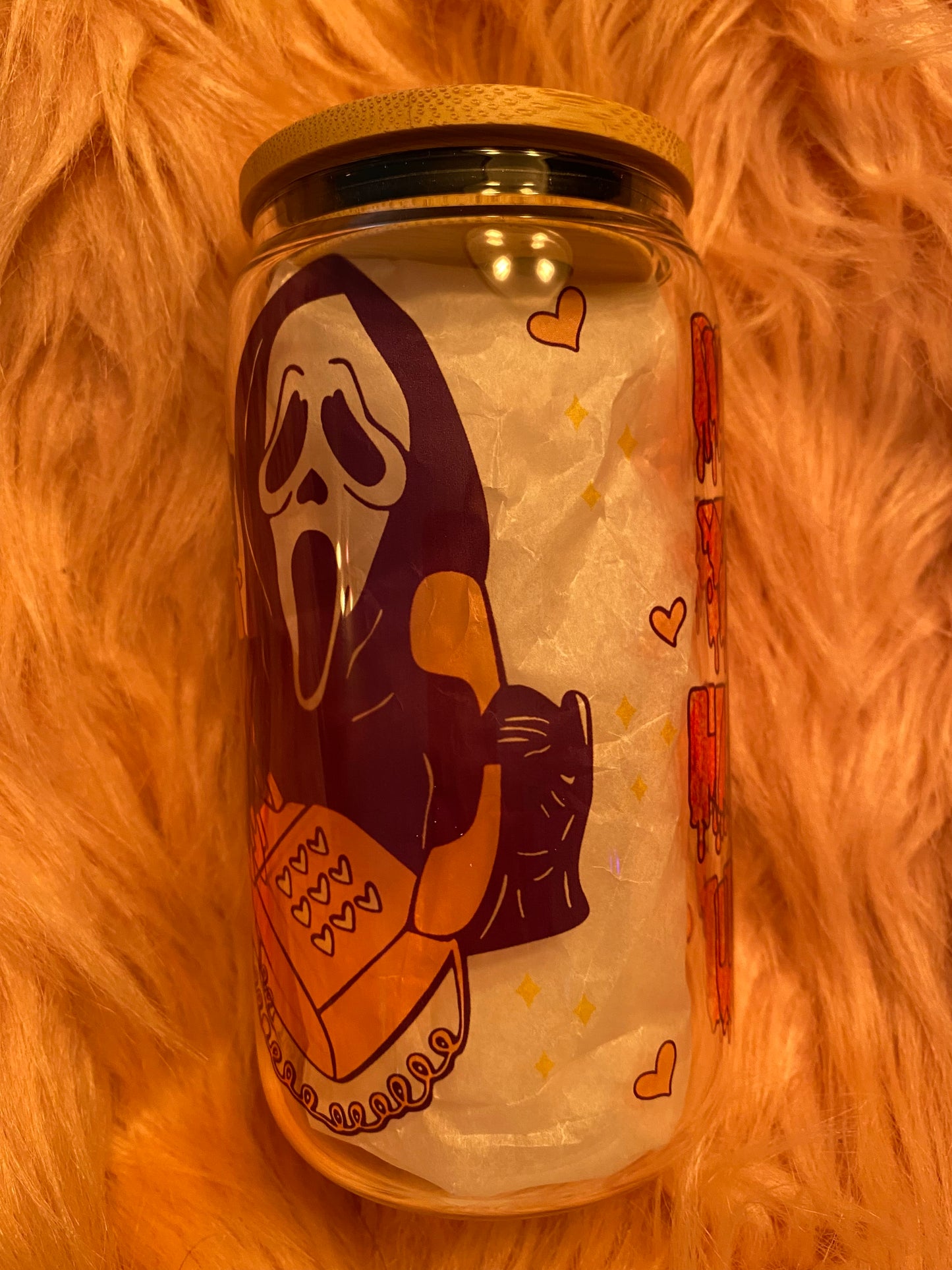 16 ounce Ghost Face Glass Can