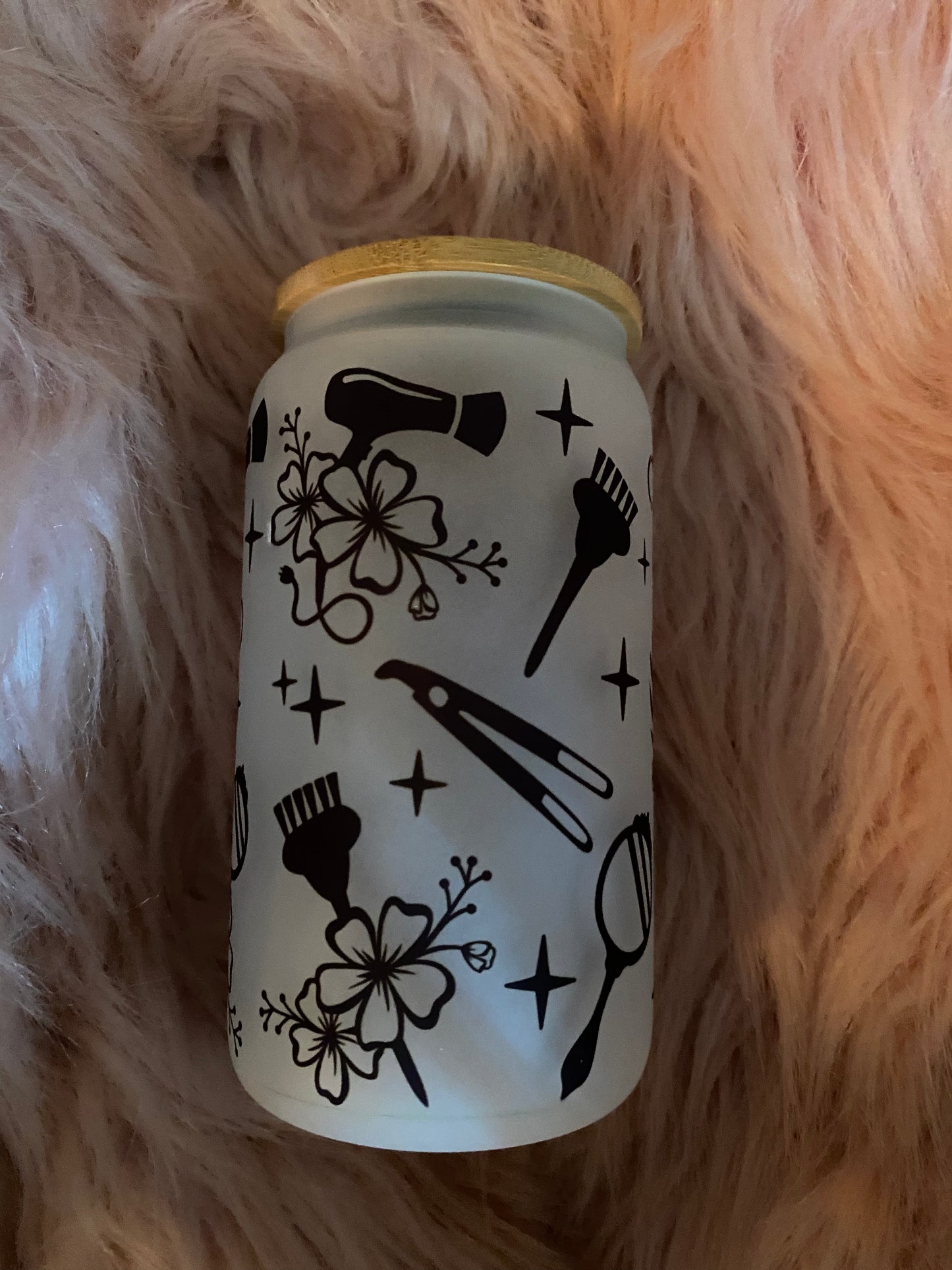 16 ounce Hairstylist Frosted Glass Can