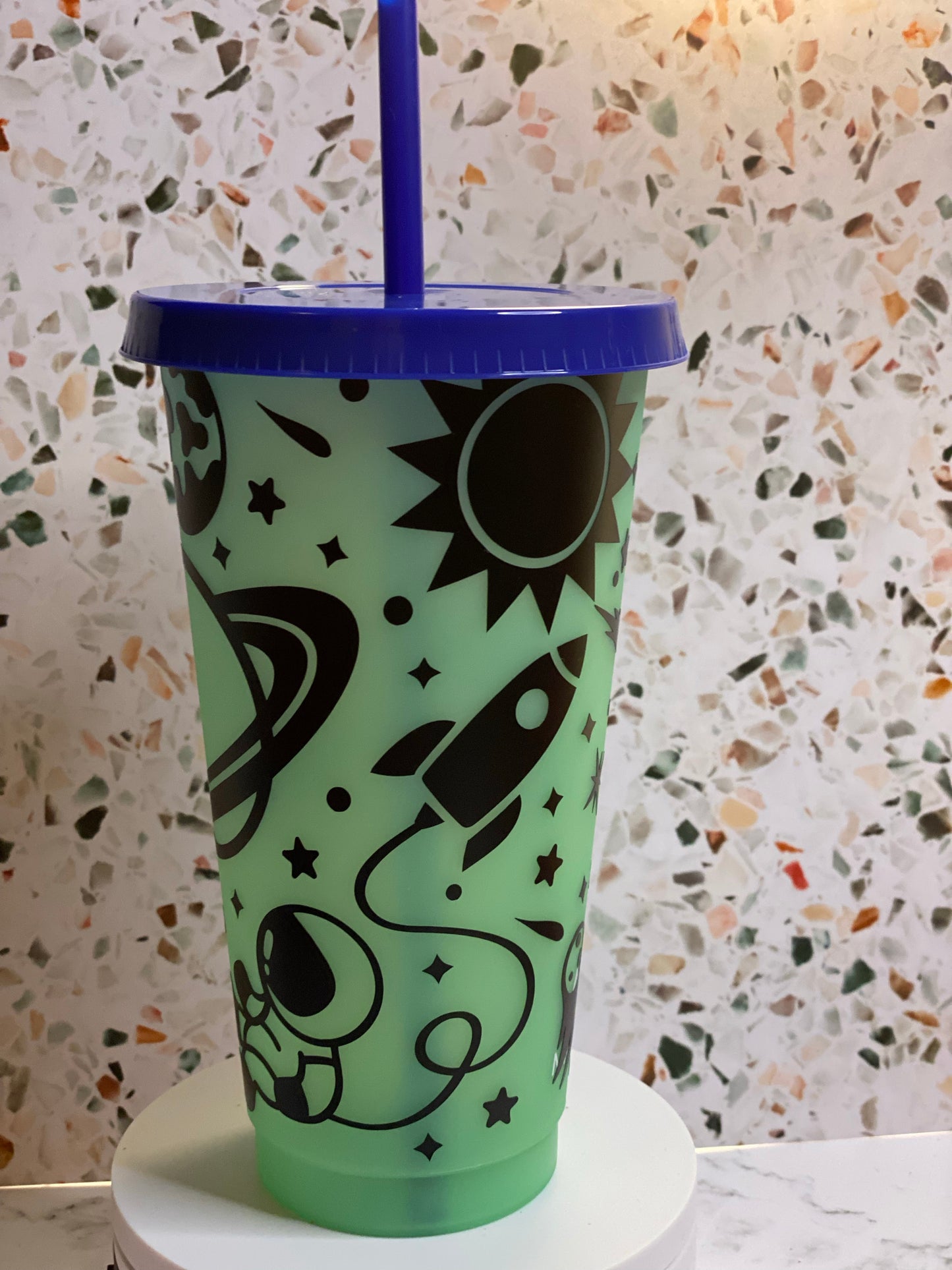 24 ounce space color changing tumbler