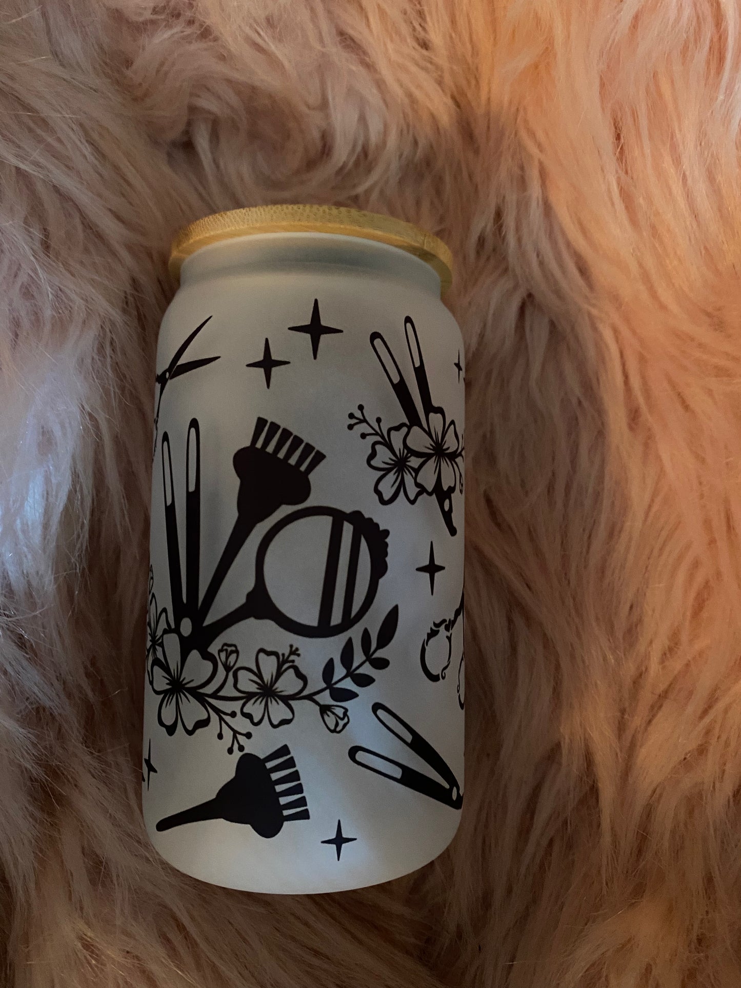 16 ounce Hairstylist Frosted Glass Can
