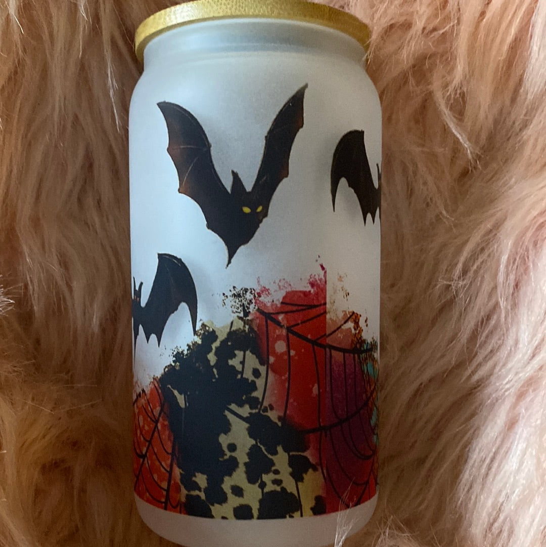16 ounce Stay Spooky Frosted Glass Can