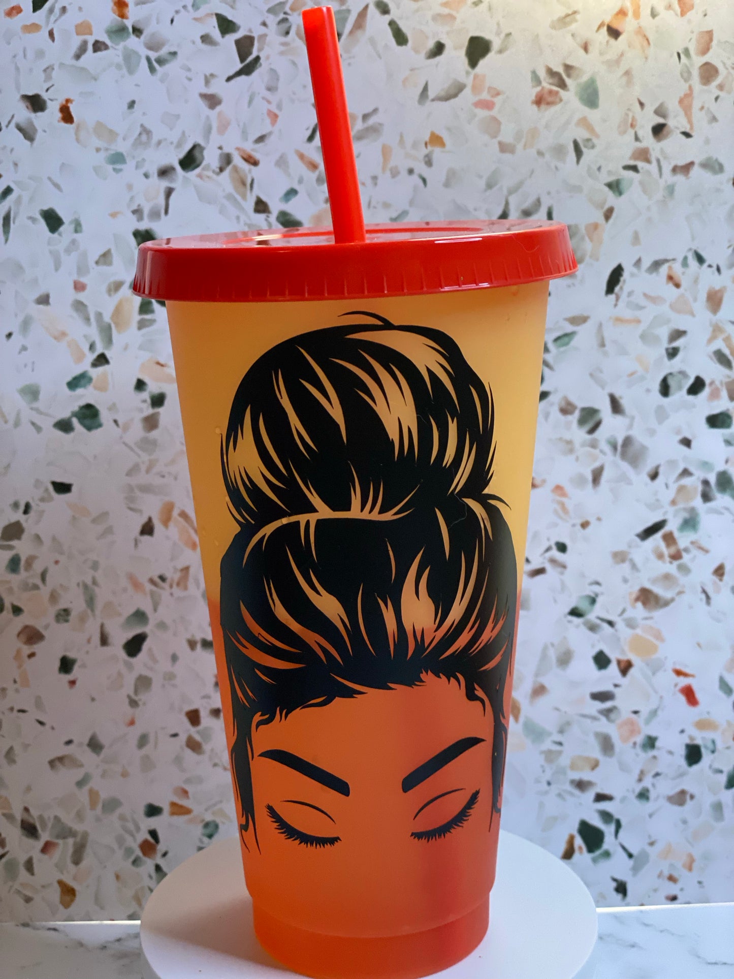 24 ounce messy bun color changing tumbler