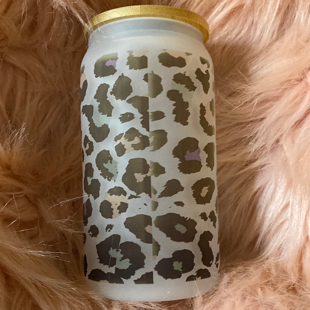 16 ounce Hot Mess #momlife Frosted Glass Can