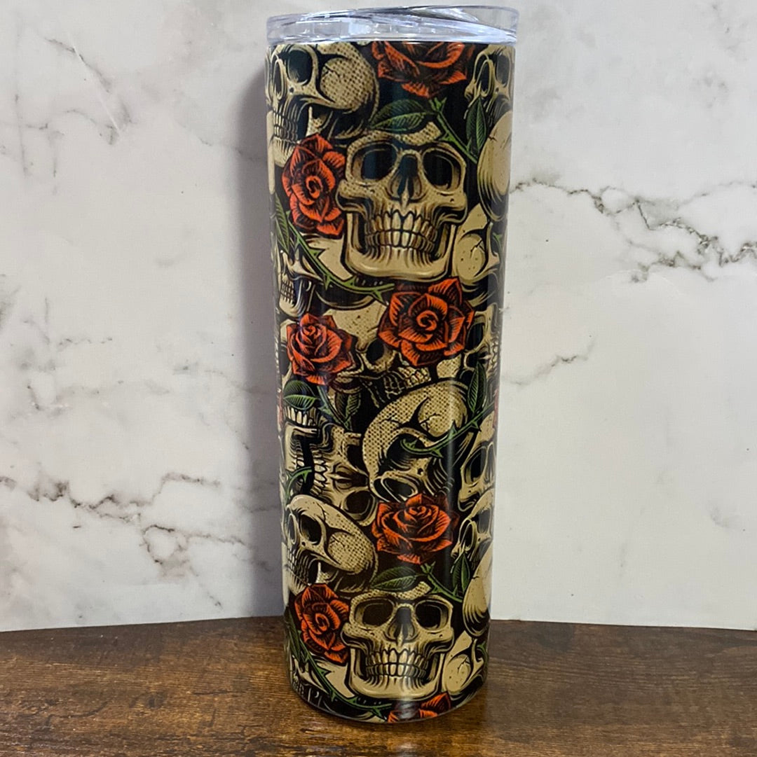 Skulls and Roses 20 ounce Sublimation Tumbler