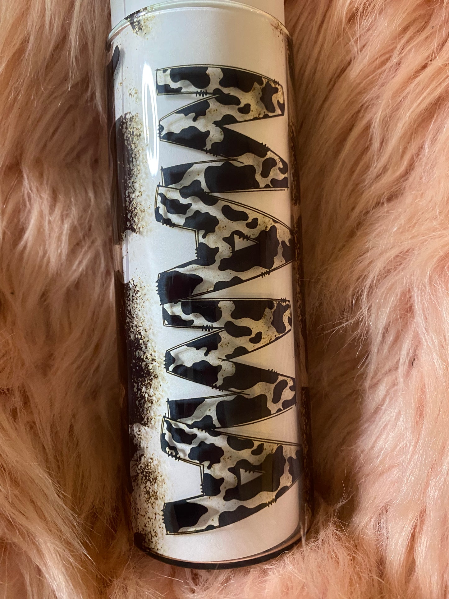 20 ounce Mama cow print Glass Tumbler