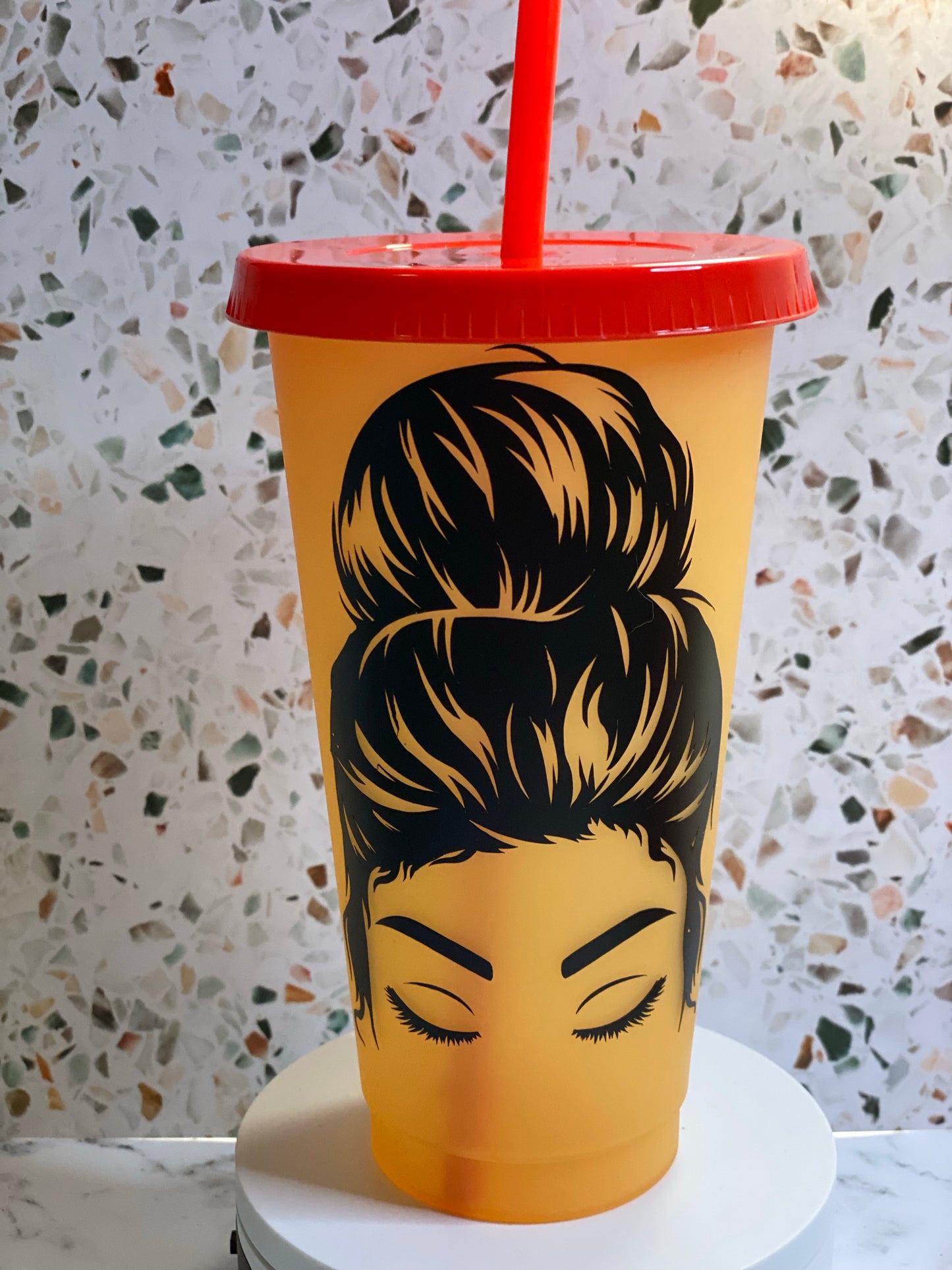 24 ounce messy bun color changing tumbler