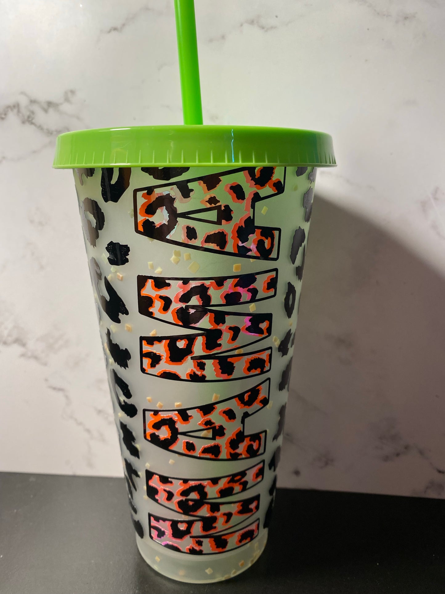 24 ounce Mama cheetah print color changing tumbler