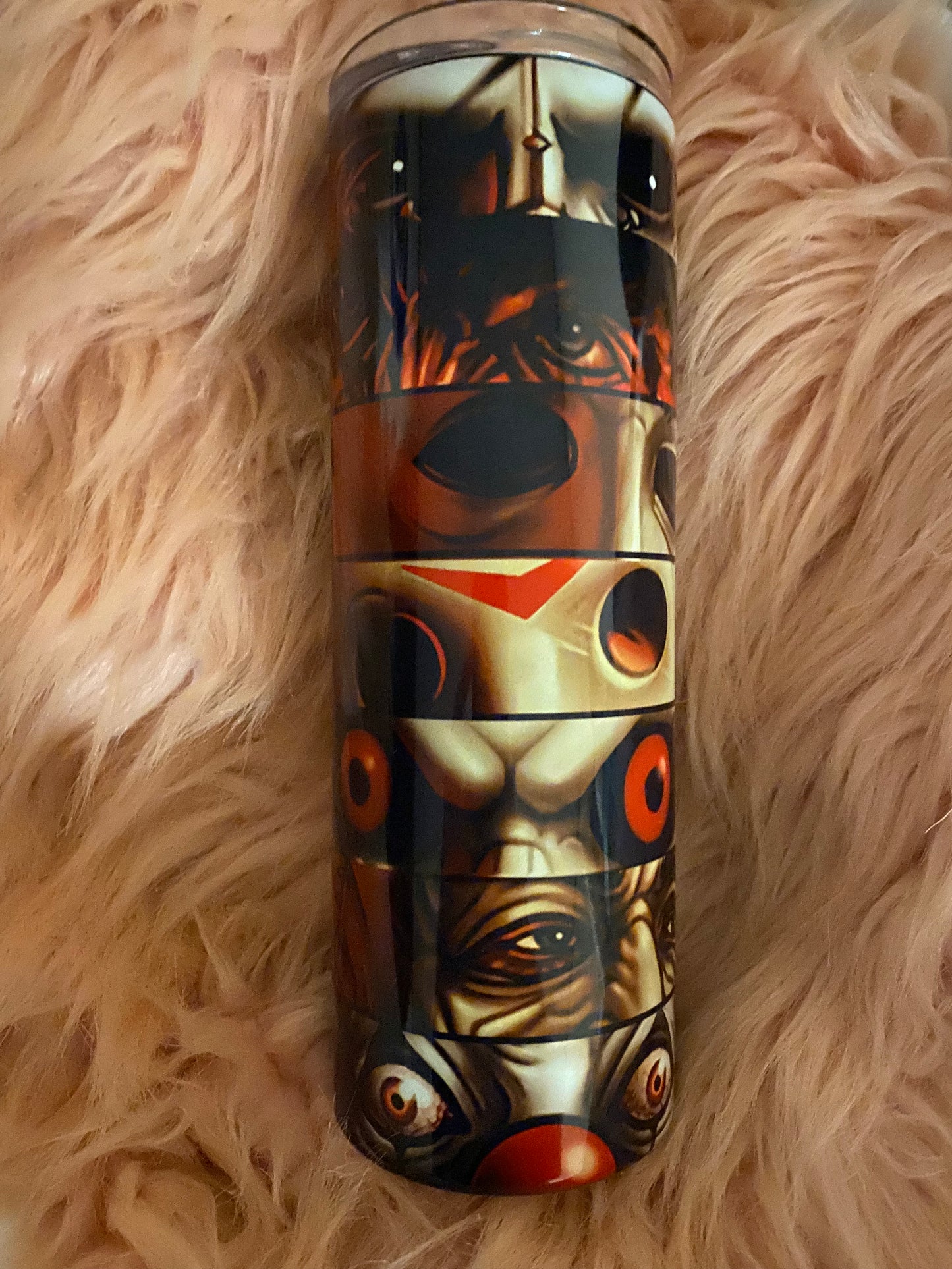 20 ounce Horror Faces Skinny Sublimation Tumbler
