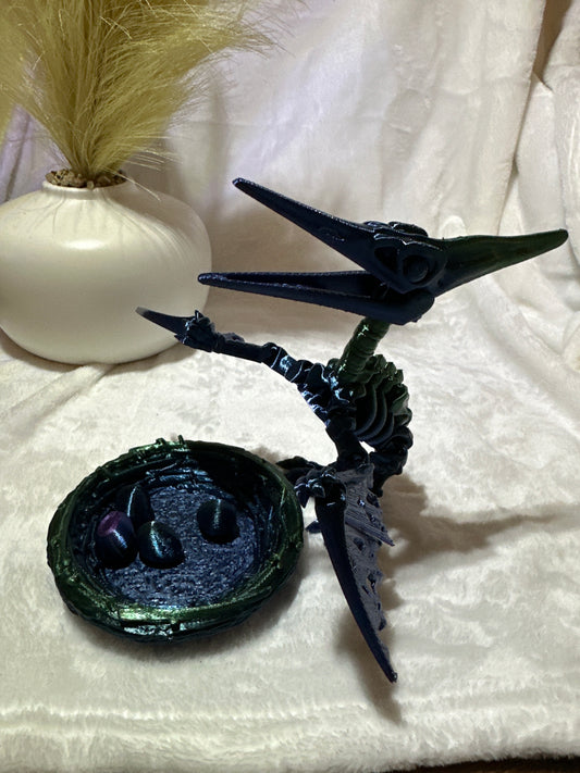 Skeleton Pteranodon With Nest And Eggs 3D Print - Random Color