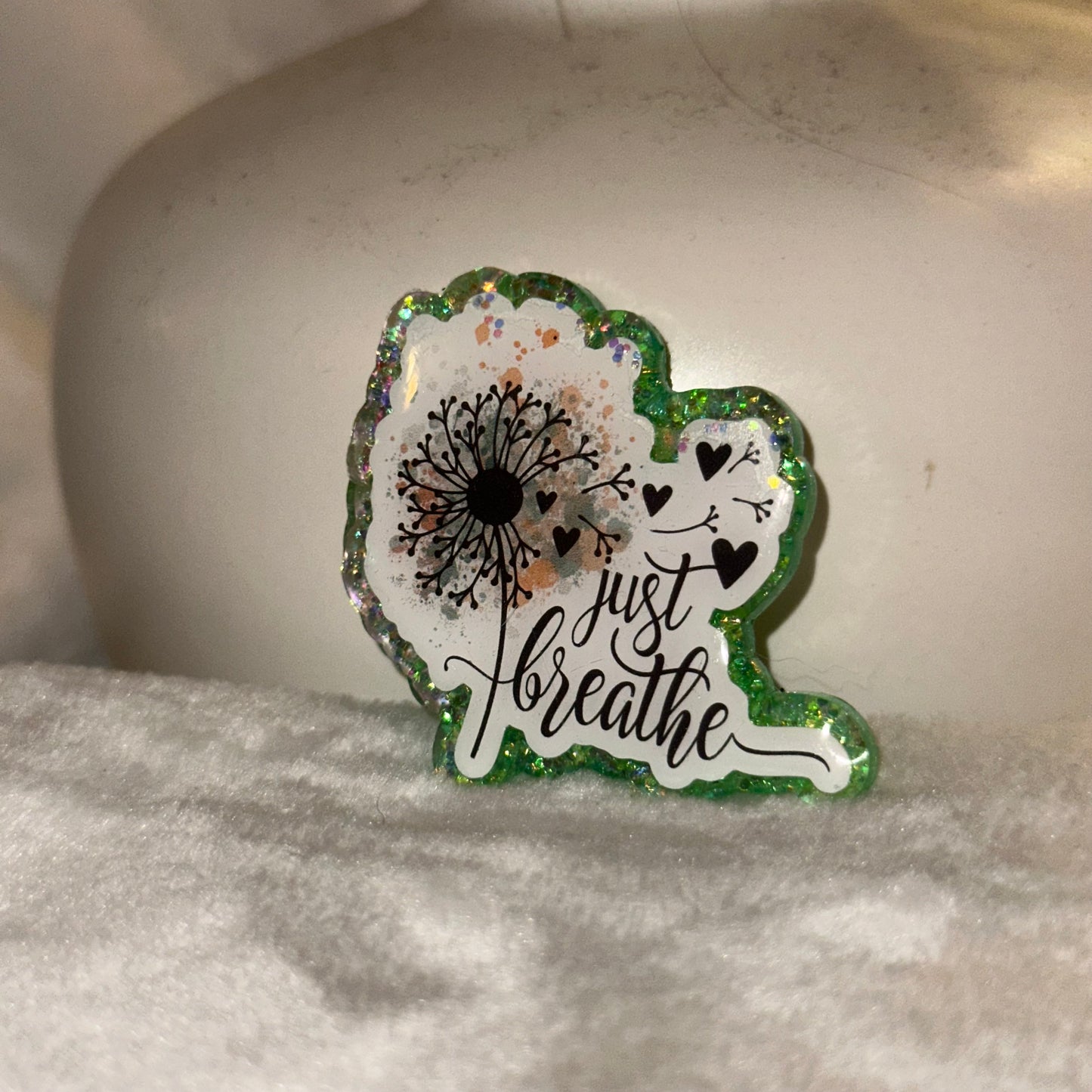 Just Breathe Badge Reel / Pop socket Topper