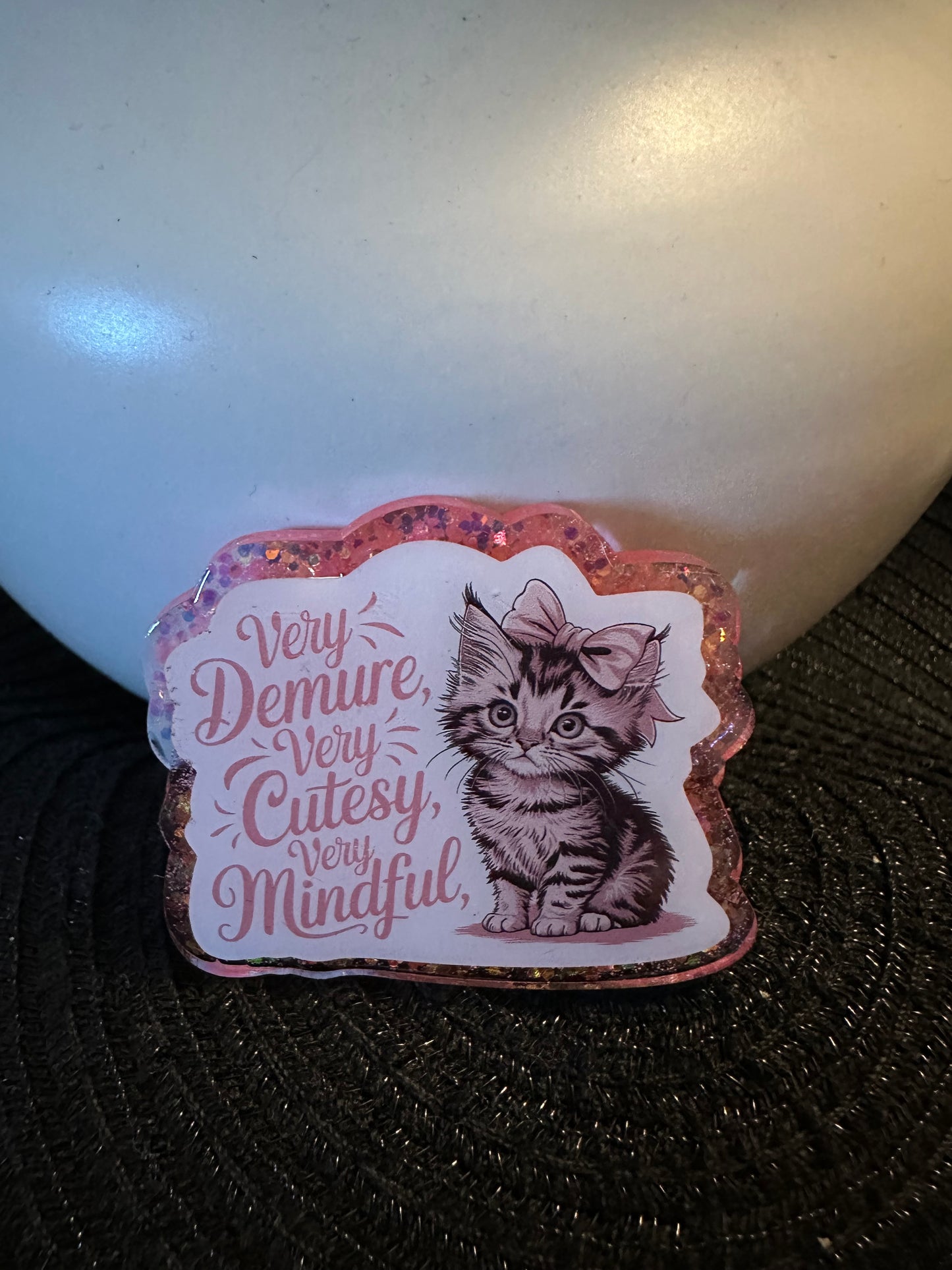 Cat Very Demure Badge Reel / Pop socket Topper