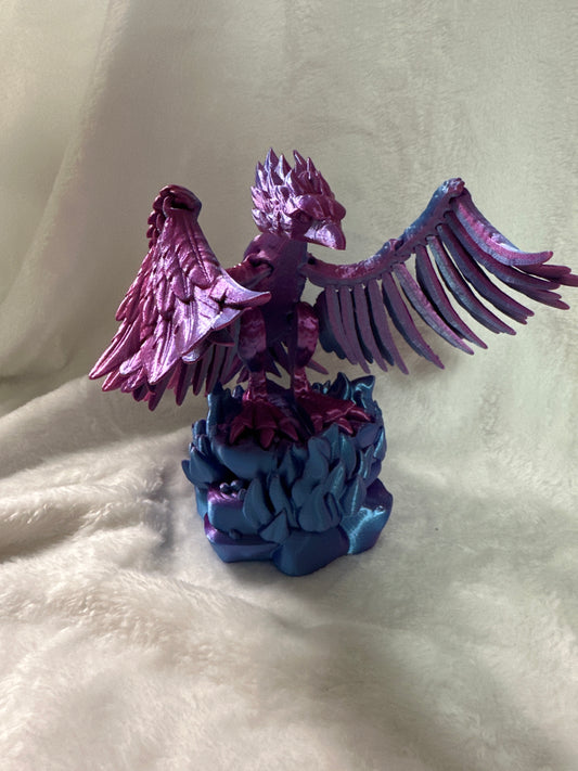 Phoenix With Fire Stand 3D Print - Random Color