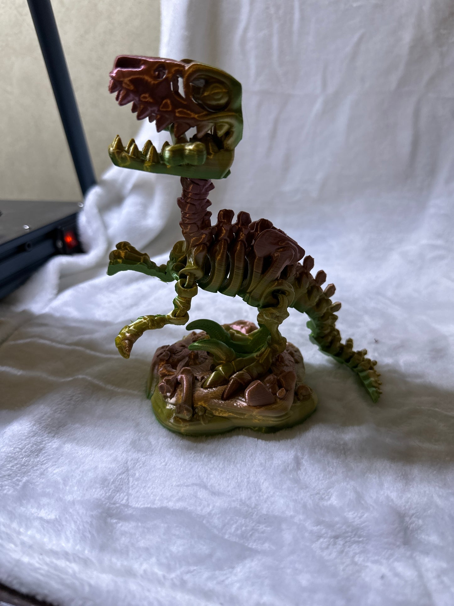 Raptor with Stand And Bone  3D Print - Random Color