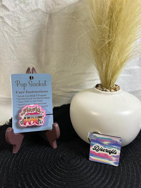 Mama Bear Pink Glitter Pop Socket