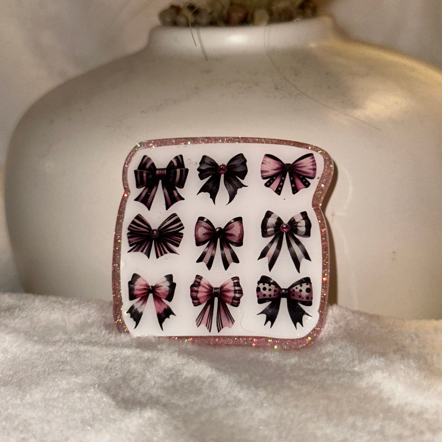 Pink Halloween Bows Badge Reel / Pop socket Topper