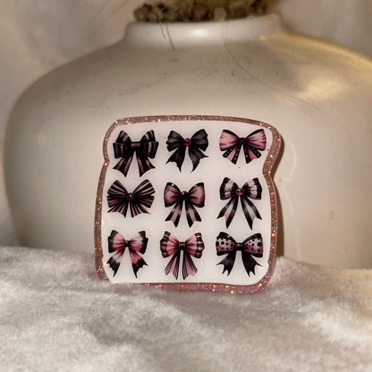 Pink Halloween Bows Badge Reel / Pop socket Topper