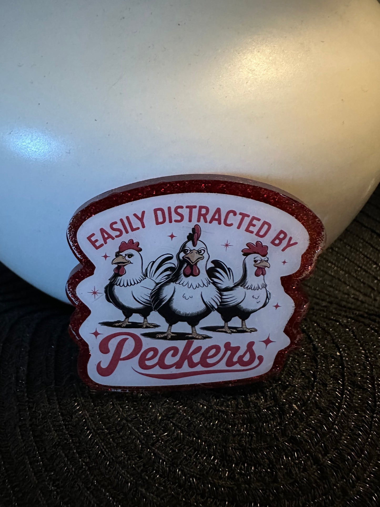 Easily Distracted By Peckers Badge Reel / Pop socket Topper