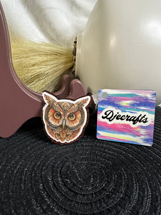 Wooden Owl Badge Reel / Popsocket Topper