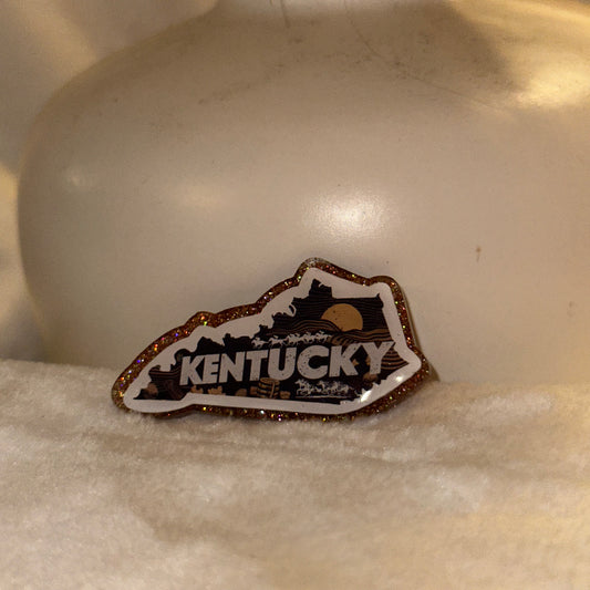 Kentucky Brown Glitter Badge Reel / Pop socket Topper