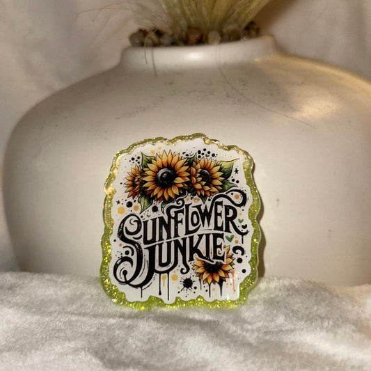 Sunflower Junkie Badge Reel / Pop socket Topper