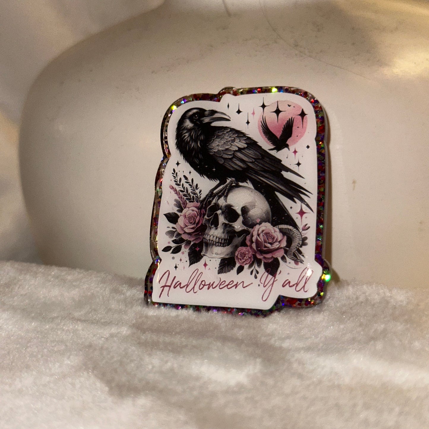 Halloween Yall Badge Reel / Pop socket Topper
