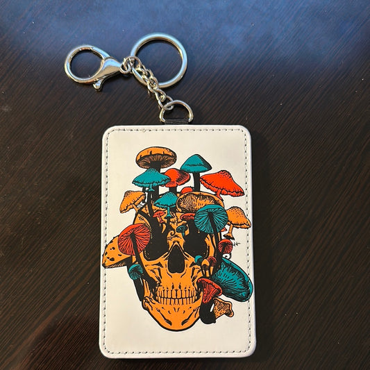 Skull And Mushrooms Keychain Card Holder